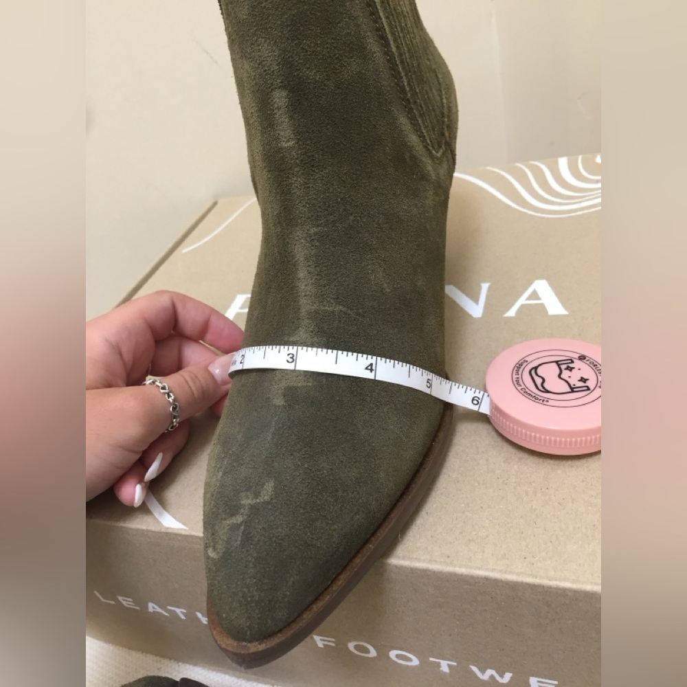 Olive Suede Chelsea Ankle Boots - Women's 7.5 - Picture 3 of 14